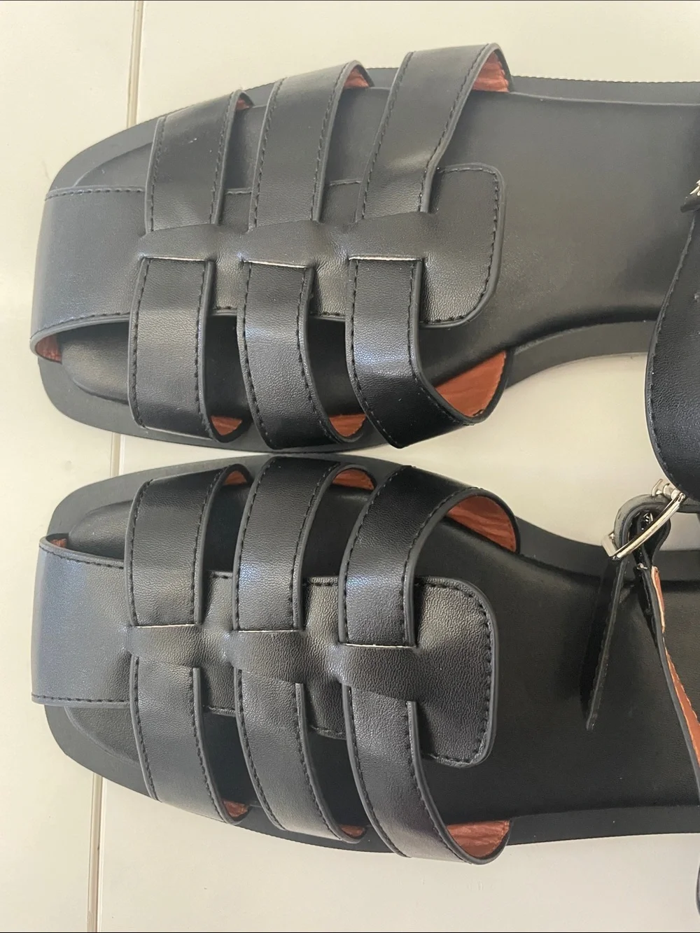 Women’s Black Fisherman Sandals with Adjustable Ankle Strap